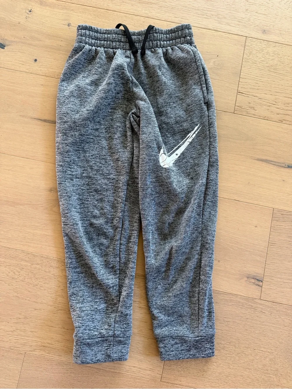 Nike Kids Gray Joggers with White Swoosh